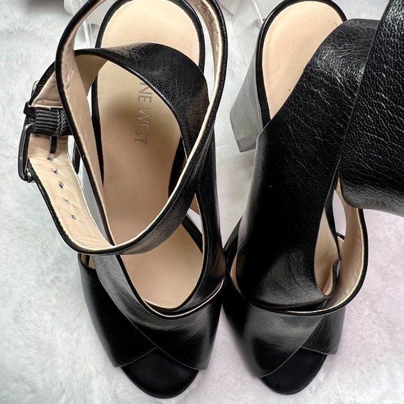 Black NINE WEST Women's Ombray Leather Dress Pump - Size 7.5 - Picture 4 of 15